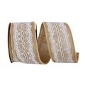 Reliant Ribbon 20.5 in. 5 Yards Scallop Lace Burlap Wired Edge Ribbon, Natural 3235M-750-40D